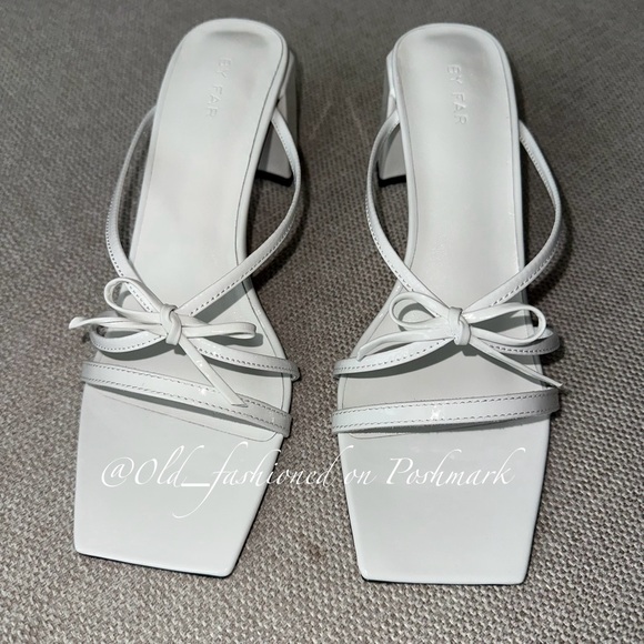 BY FAR June Bow-Detailed Glossed-Leather Mules